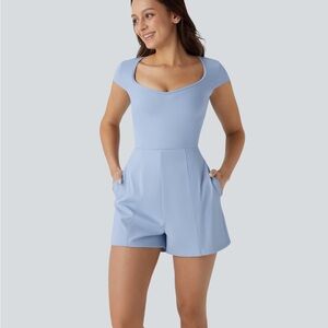 Halara Airy U Neck Cap Sleeve Pocket Cool Touch Yoga Jumpsuit